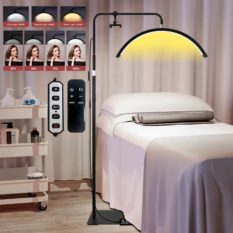 Lampe à cils rotative OWJHE 36W, lumière LED demi-lune, lampe de photographie pour extension de cils, lampes de sol pour la beauté