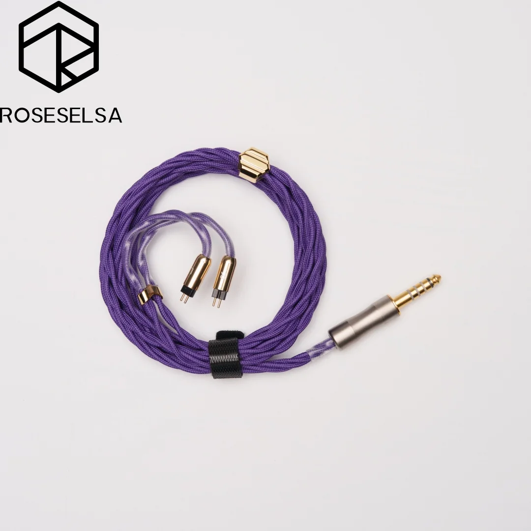 ROSESELSA Golden Rose Upgrade IEM Cable 6N OCC Single Crystal Silver Single Crystal Copper 4-Braided 8 Core Cord for Earphones