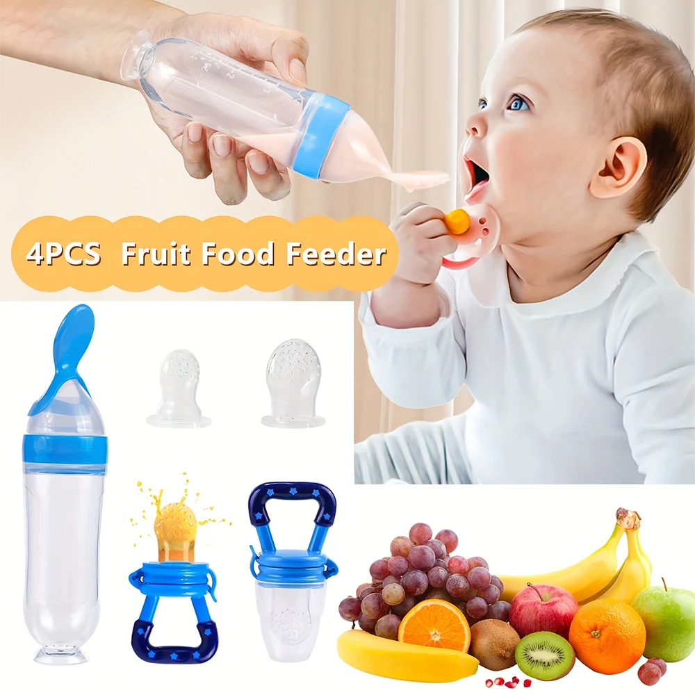 4PCS Baby Spoon Bottle Feeder Dropper Silicone Spoons for Feeding Medicine Kids Toddler Cutlery Utensils Children Accessories