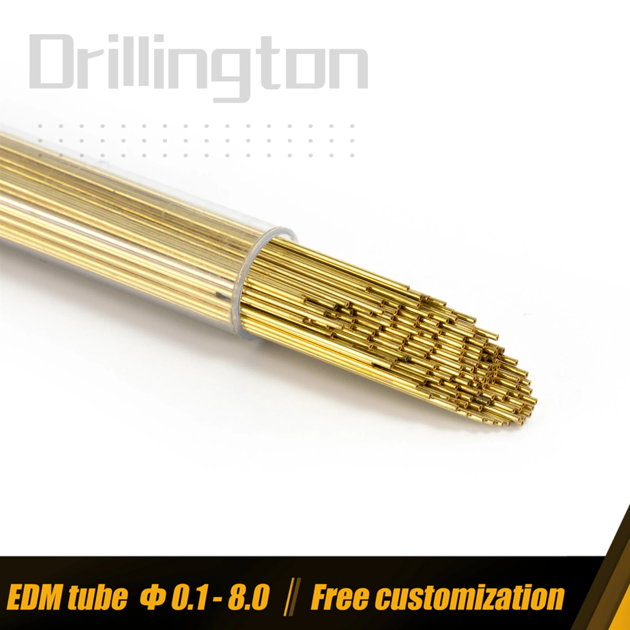 Drillington EDM Tube Brass Copper Tube High Precision 0.3mm 0.4mm 0.5mm 400mm 500mm Single Hole Electrode Tube for EDM Machine