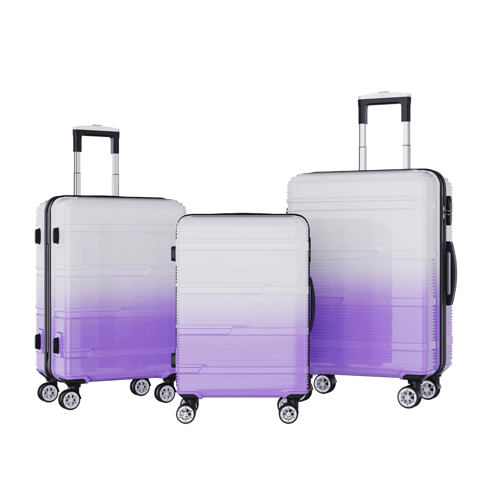 Set de 3 Valise Rigide, 20''+24''+28'' Valises Voyage,Valise Cabine avec Serrure,Roulettes Pivotantes,Valise Grande Taille,Lilas