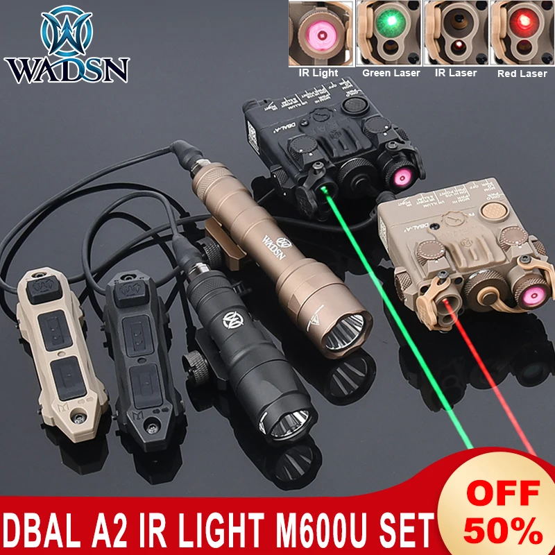 Wadsn DBAL A2 IR LED Light Strobe IR Laser Red Green Dot Hunting M600U M300A Flashlight Dual Function Pressure Switch DBAL Sight