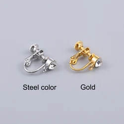 UNNAIER 2/10pcs Women's Clip Earrings Rhinestone Ear Clips DIY Making Accessories Material Earring Accessories Copper + Rhinesto