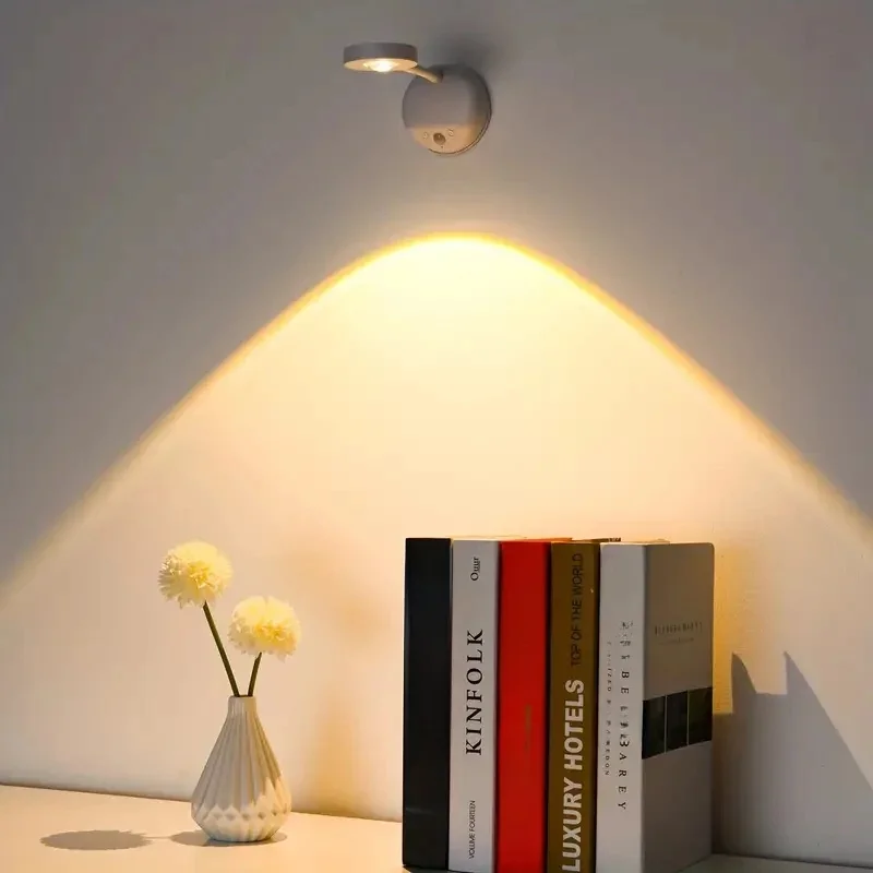 180°Rotate LED Wall Lamp, Human Body Sensing Night Light, 3 Brightness Level Spotlight,for Study Corridor Camping Artistic Decor