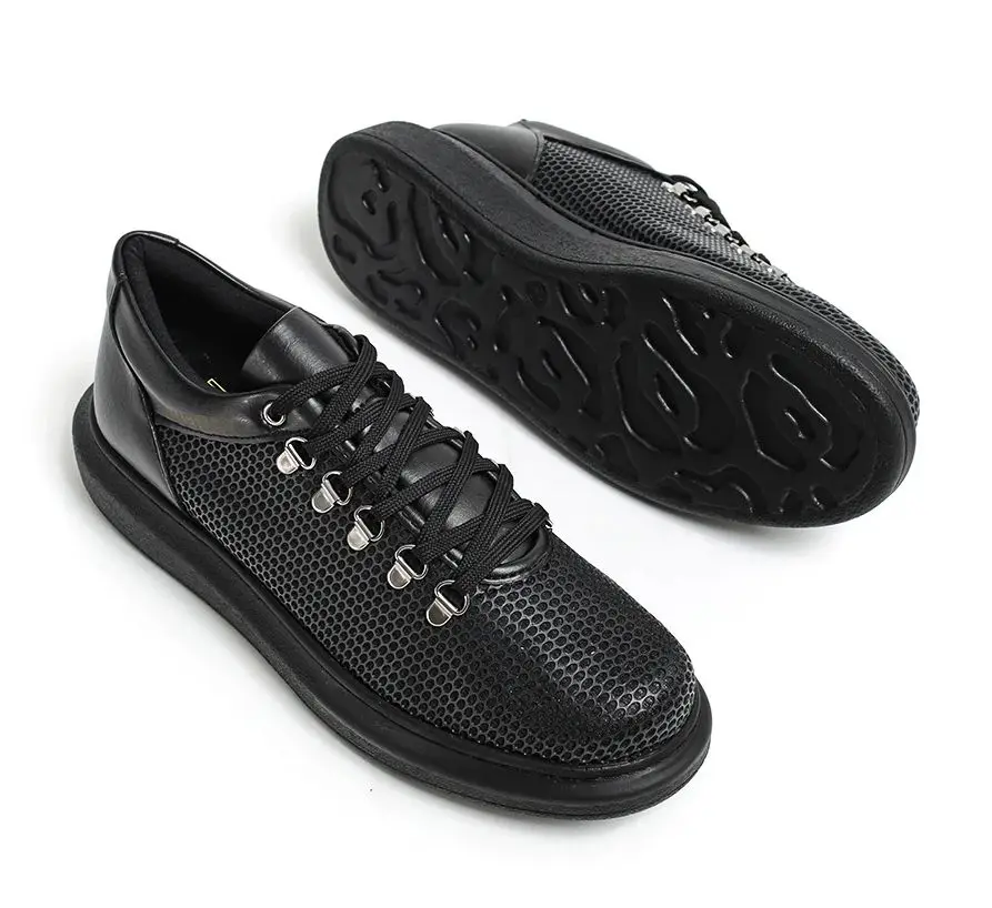 CHEKICH Original Brand Black 2024 Men's Sports Shoes High-Sole Lace-Up Quality Artificial Leather Sneakers for Summer CH021