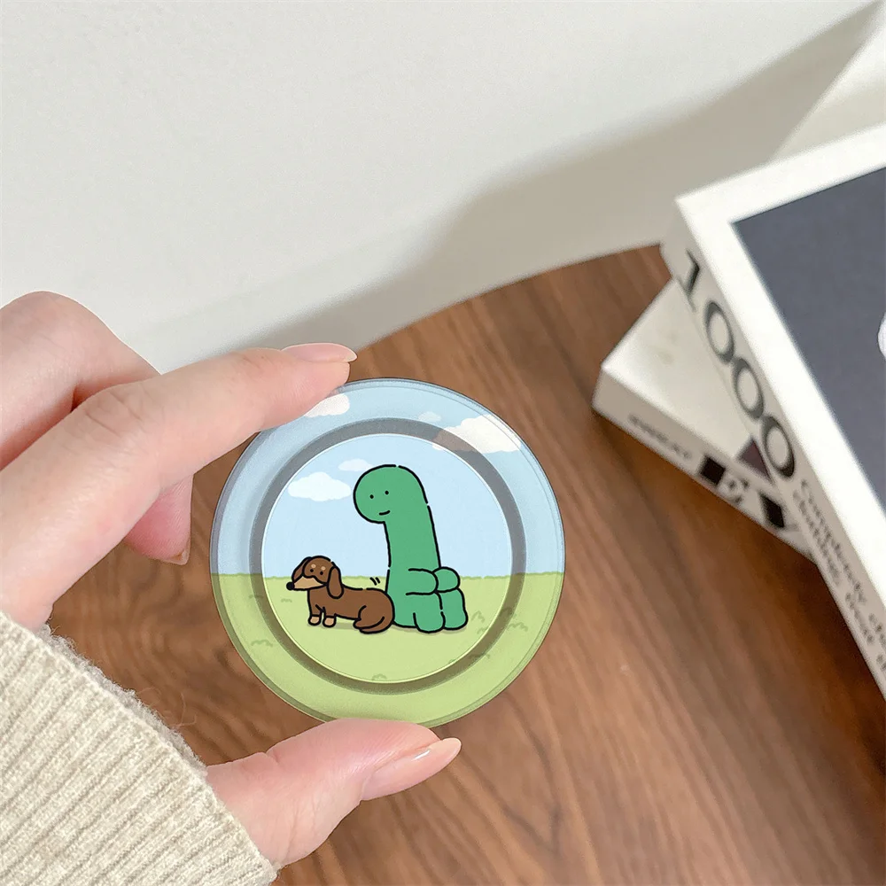 Kawaii INS Joguman Cartoon Dinosaur Sausage Dog MagSafe Magnetic Phone Stand, Telescopic Adjustable Holder For All Magnetic Smar