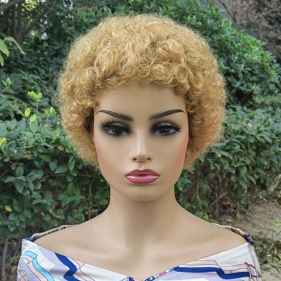 

Afro Curly Short Bob Wigs Brazilian Full Machine Made Wig Human Hair 180% Density For Black Women Remy Hair