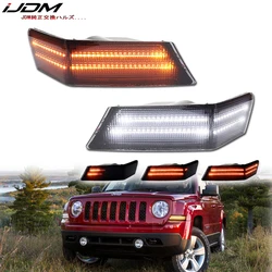 iJDM Car Signal Blinker Corner Lights Assemblies For Jeep Patriot Amber Sequential Turn Signal Light/White Driving Lights 07-17