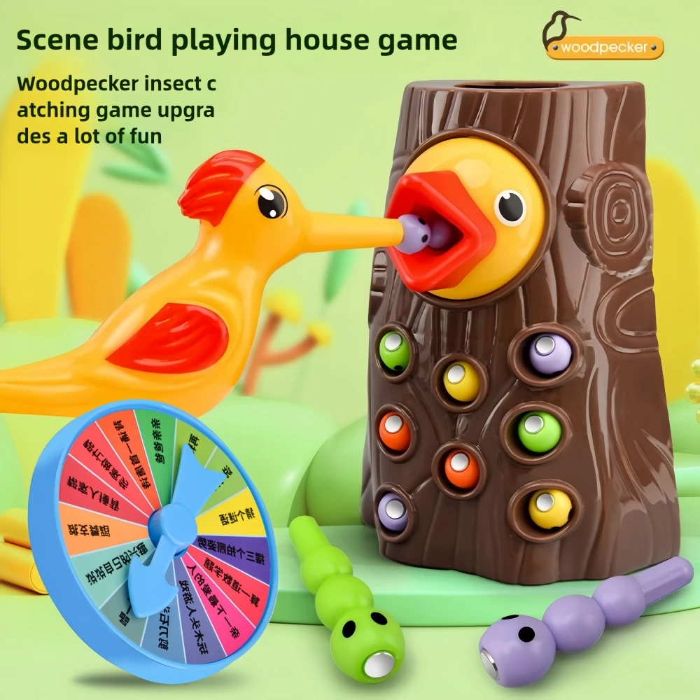 

Children's woodpecker toy educational early education insect catching game magnetic bird catching bugs