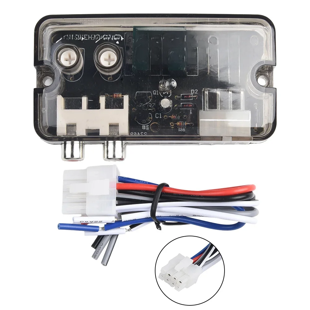 Auto Car Audio Converter RCA Stereo High to Low 12V Adapter konwertera poziomu głośników liniowych z regulacją częstotliwości — 2