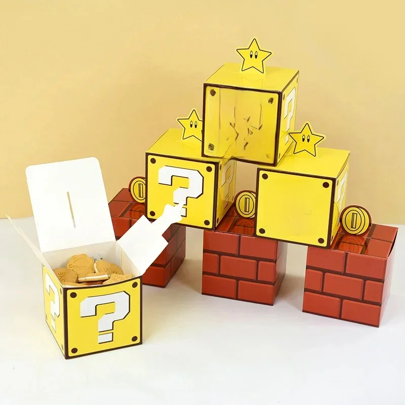 Boîtes à friandises en brique à Super thème, 6 pièces, sac en carton pour cadeaux de collation, décorations pour cadeaux de fête d'anniversaire, boîtes d'emballage cadeau