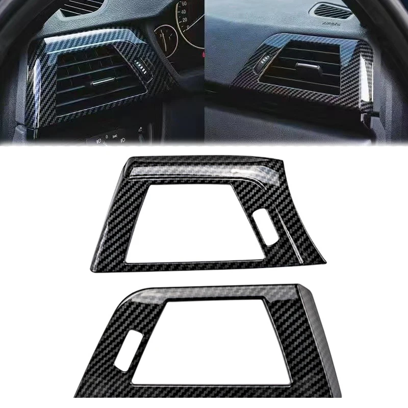 2Pcs Carbon Fiber Style Car Side Air Conditioning Vent Cover Trim Frame Stickers ABS Fit For BMW F30 F31 F32 F33 F34 F36 2014-19