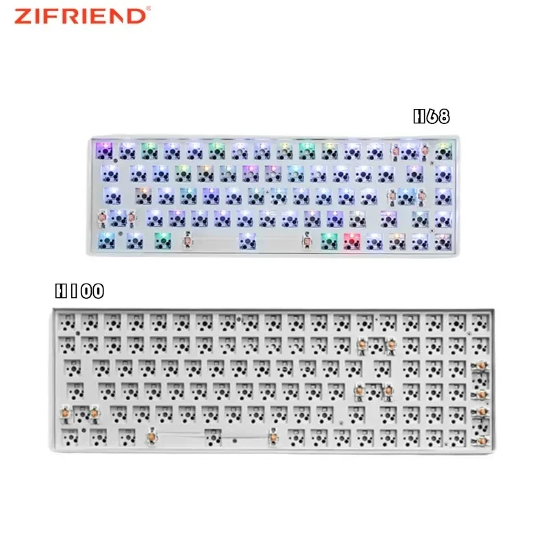 ZIFRIEND H68 H100 Mechanical Keboard Kit Customized DIY Hot Swappable Kit Gaming Keyboard 68/100 Keys DIY Switch Keycaps