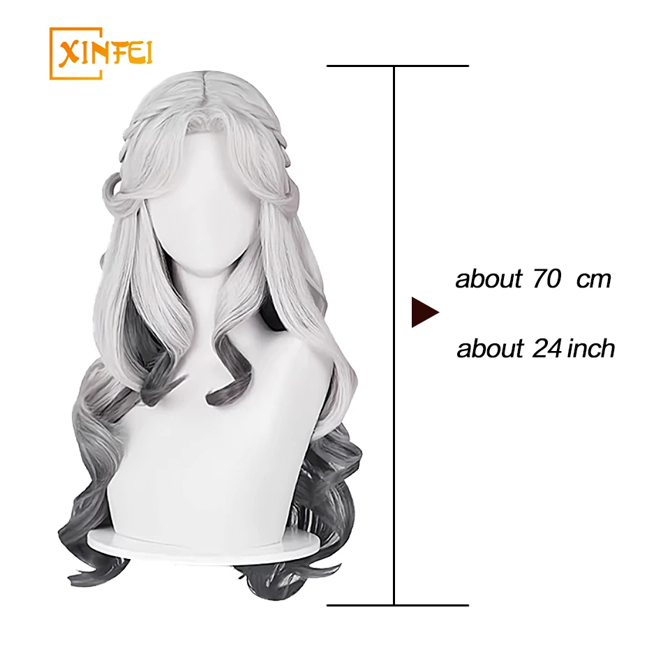 XINFEI White Black Ombre Synthetic Wigs long curly Wigs for Women Middle Part Lolita Cosplay Natural Hair Heat Resistant Fiber