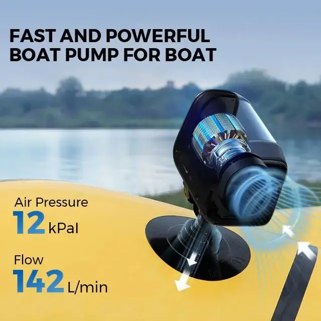 

FLEXTAIL Air Pump for Boat and Kayak, Boat Pump, Electric Air Inflator, 12kPa, Camping Equipment, USB Charging