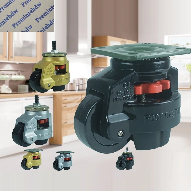 

1Pc Leveling Foot Caster Wheel Retractable Feet Industrial Machine Equipment Swivel Threaded Stem Flat Plate Mounting