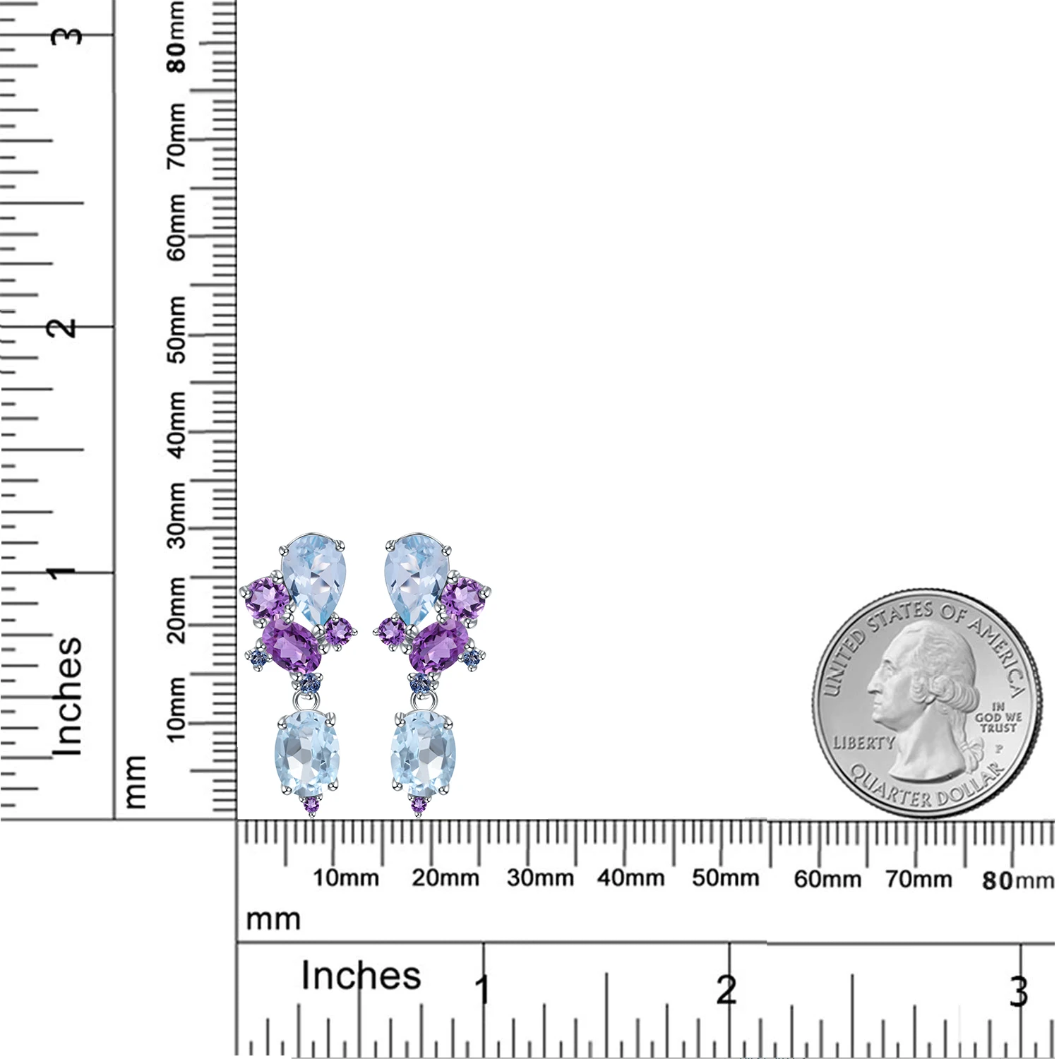 GEM'S BEAUTY Luxury Gemstone Earrings 925 Sterling Silver Natural Amethyst Topaz Drop Earrings Handmade Fine Jewelry for Women