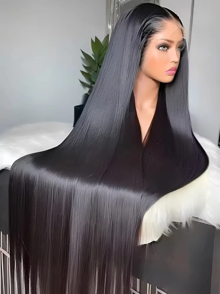 

40 50 Inch Straight Human Hair Wig 13x6 HD Lace Frontal 100% Human Hair Wigs 250 Density Remy Pre Plucked Lace Front Closure Wig
