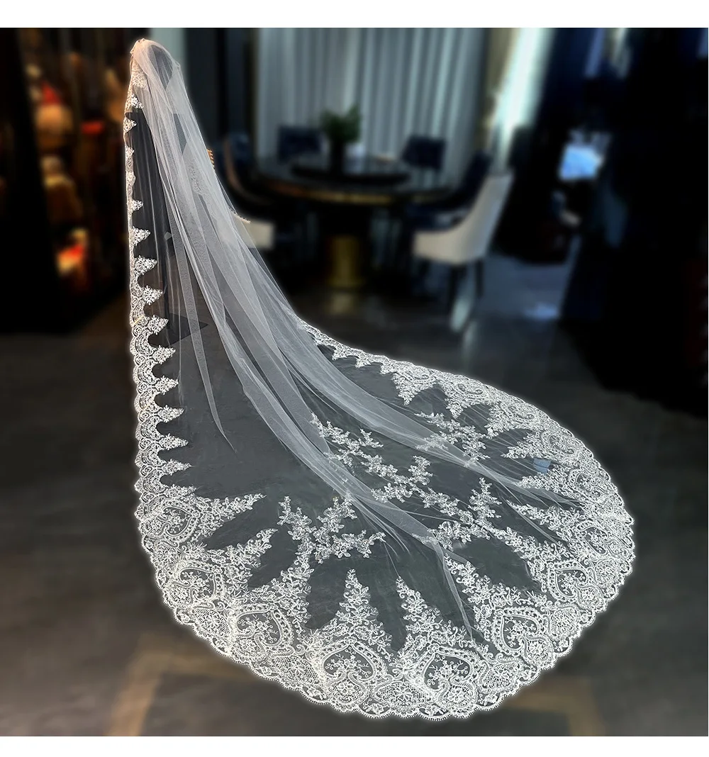 Gorgeous Wedding Veil 3.5m Long Bridal Veil with Applique Decoration Bridal Veil with Comb 2026 Latest
