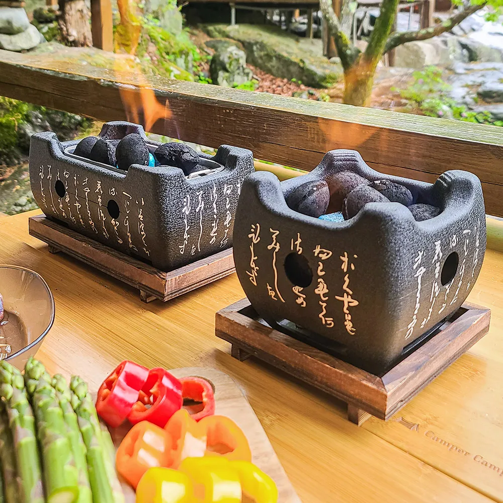 Pequeño cuadrado con combustible sólido de estilo japonés Acero inoxidable Sin humo Circular Horno de barbacoa al aire libre Parrilla de barbacoa comercial Parrilla de carbón Regalo Alimento coreano Horno de barbacoa Estufa de carbón Horno de cocina para el hogar