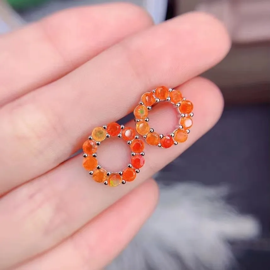 

KJJEAXCMY Pink Opal Ear Studs Vintage Women's 925 Sterling Silver Inlaid Gemstones Jewelry Earrings Bride Wedding Party Gift