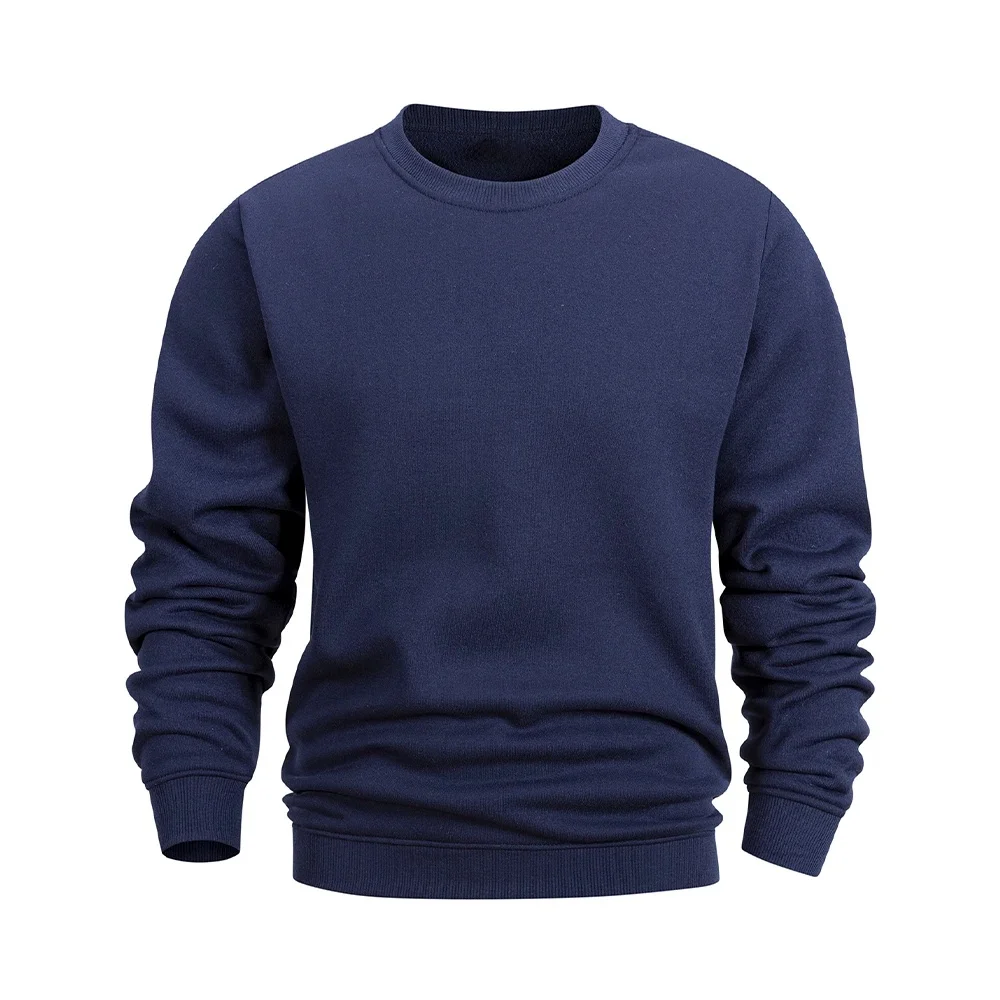 Męskie podstawowe bluzy z kapturem bluzy z wycięciem pod szyją moda męska Casual sportowy sweter z okrągłym dekoltem Streetwear solidna bluza z kapturem — zdjęcie 2