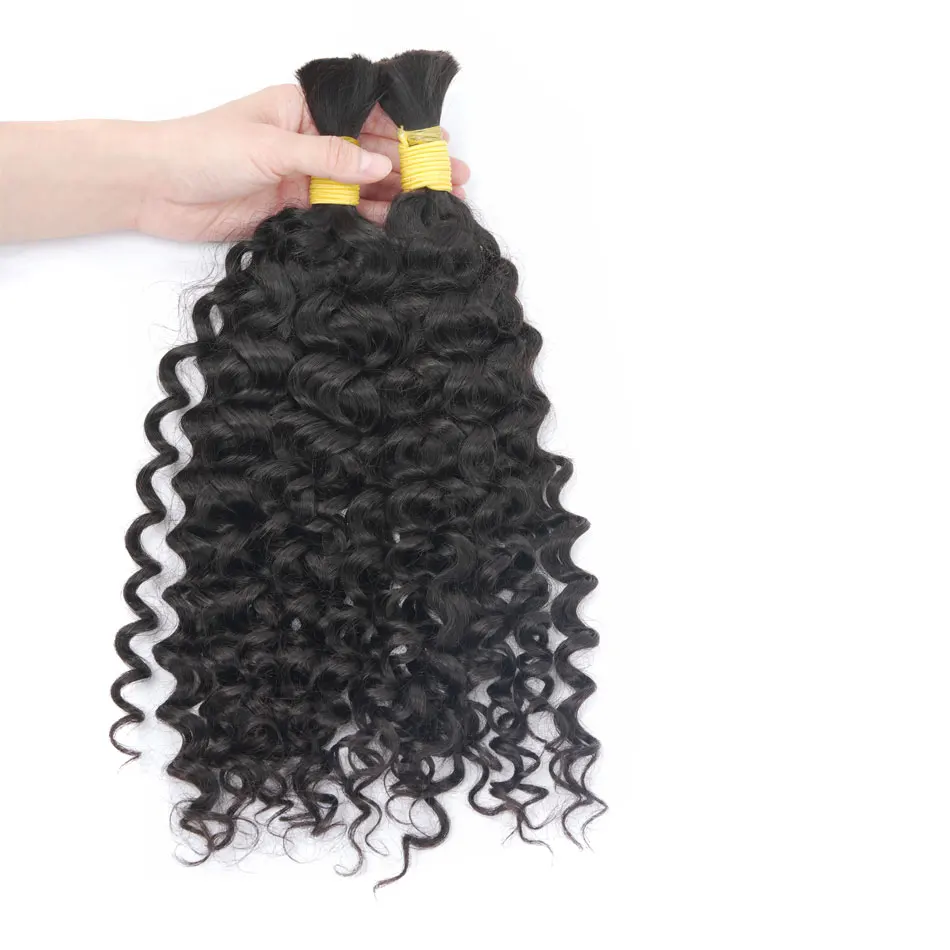 LOVEVOL 12-26 inch Water Wave Human Hair Bulk For Braiding No Weft Brazilian Remy Hair Extensions Natural Color