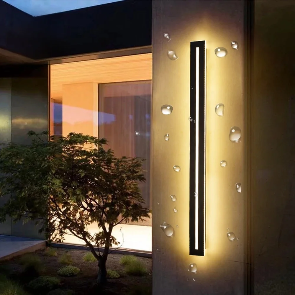 LED lampes murales extérieures longues lumières de porche étanche IP65 éclairage de jardin extérieur décoration Villa balcon porte appliques LED
