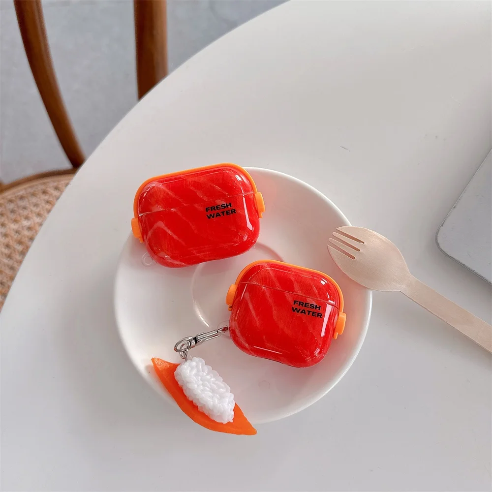 

Fashion creative salmon headphone case for AirPro 4 3 2 Pro 2 3 Korean INS simple personalized new shock-proof protective cover