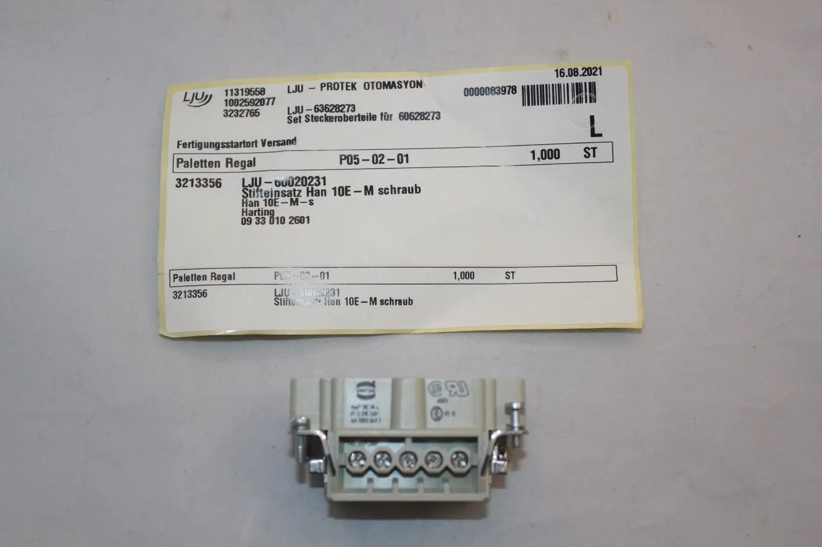 HARTING Terminal Connector Han 10E-M-s 09330102601 | Industrial Heavy-Duty Connector