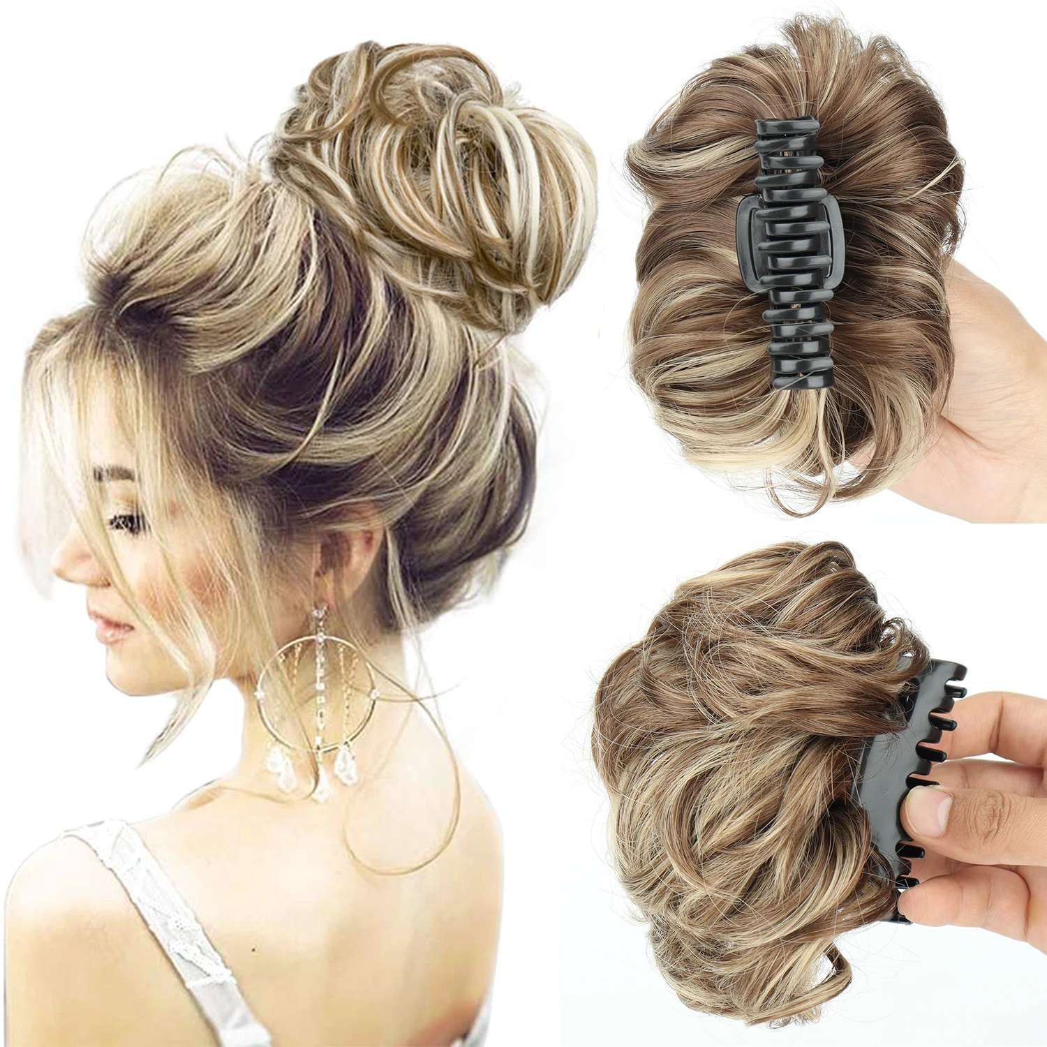 

Синтетический 6-дюймовый зажим для вьющихся волос, пучок, пушистый беспорядочный черный, коричневый, пучок для волос для женщин, повседневная вечеринка