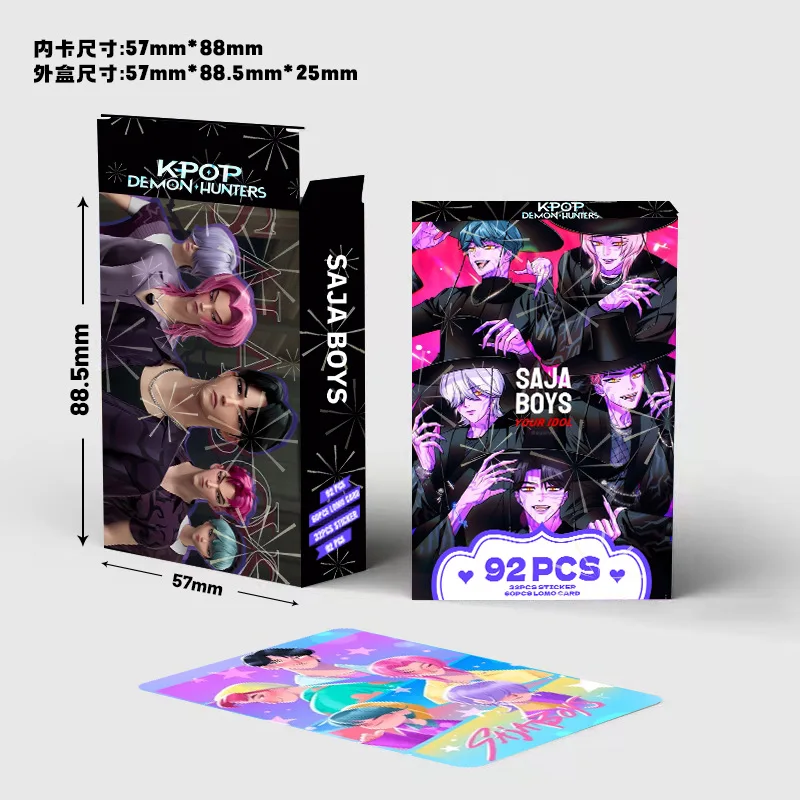 92 pièces KPOP Demon Hunters HUNTR/X K-POP ensemble de cartes photo avec support-cartes à collectionner dessin animé, cadeaux de Collection de photos idole