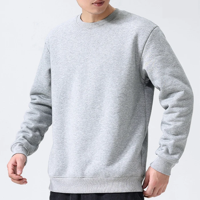 Fleece Linboard Momen-to-Man Winter Winter T-shirt Loose Round Long-sleeved Tties Men's Mug Man-to-Man T-shirt