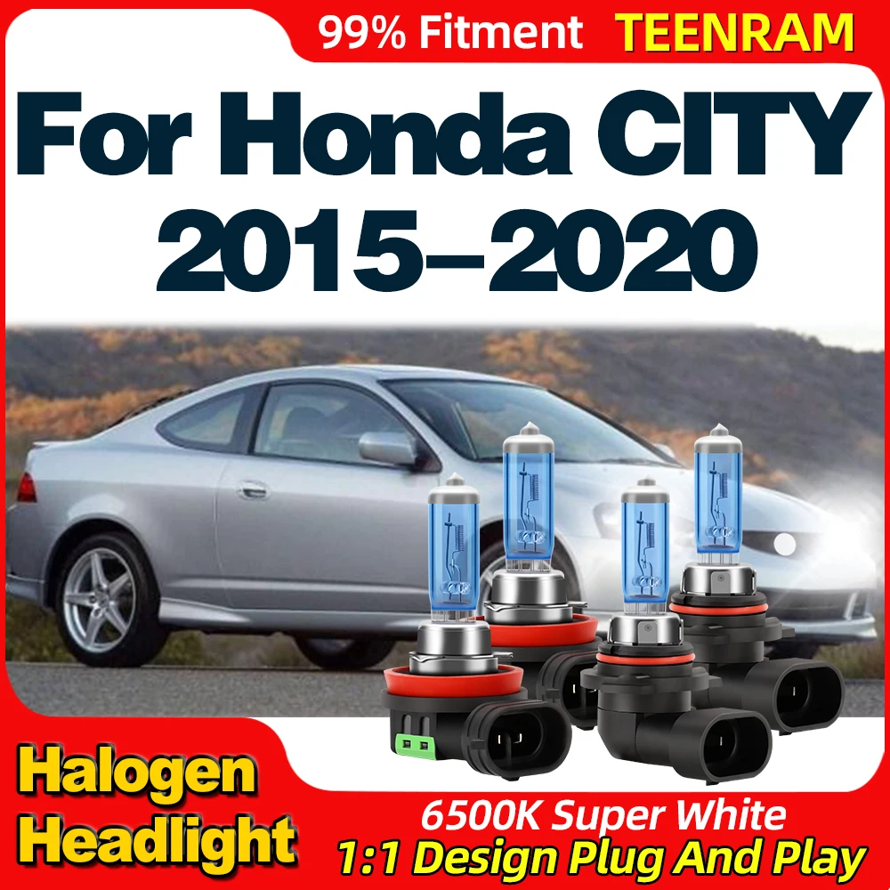 

200W Halogen Headlight Bulb 6500K Super White Car Lights 12V Plug And Play For Honda CITY 2015 2016 2017 2018 2019 2020