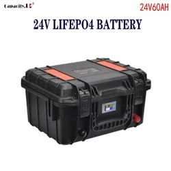 24V 60AH Rechargeable Solar Lifepo4 Battery BMS free Charger RV Outdoor Marine Waterproof  Inverter Backup Lithium Battery Pack