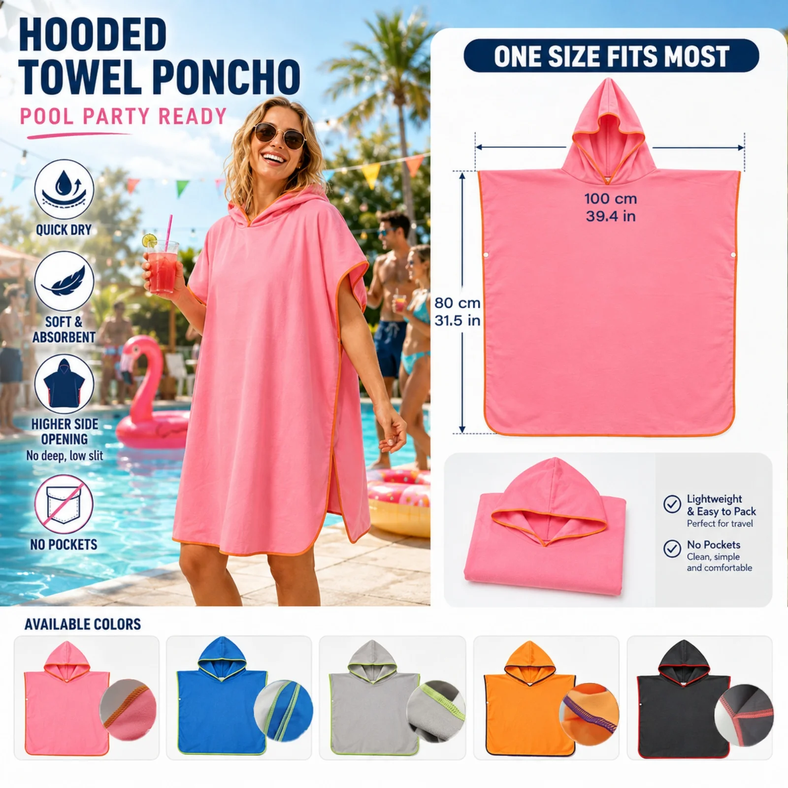 Adult Microfiber Hooded Towel - Beach Towel Large review and price