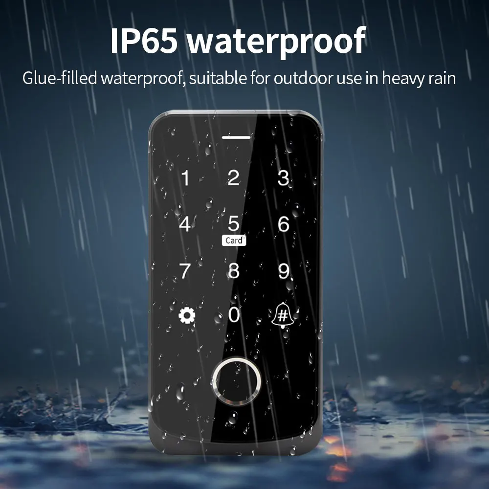 IP67 Waterproof Bluetooth Tuya App NFC RFID 13.56Mhz IC M1 Access Control Keypad Biometric Fingerprint Touch Access Controler