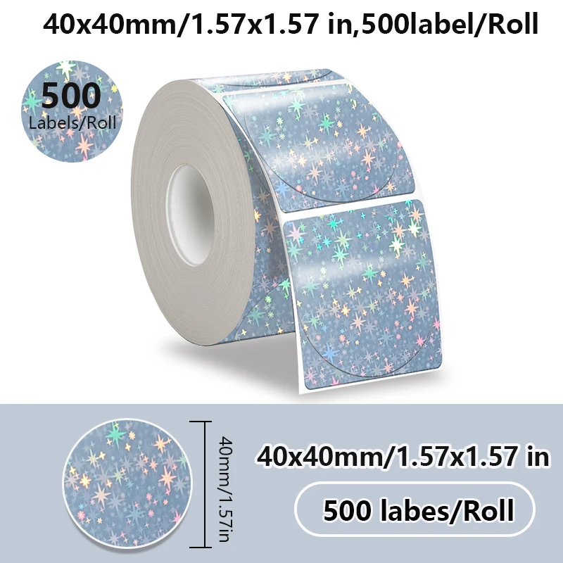 VOOR Phomemo 241BT 246S D520 50mm-150mm LABEL Holografisch Zilver Laser Goud Gradiënt Bedankt Kaart sticker voor LOGO Barcode Birthda