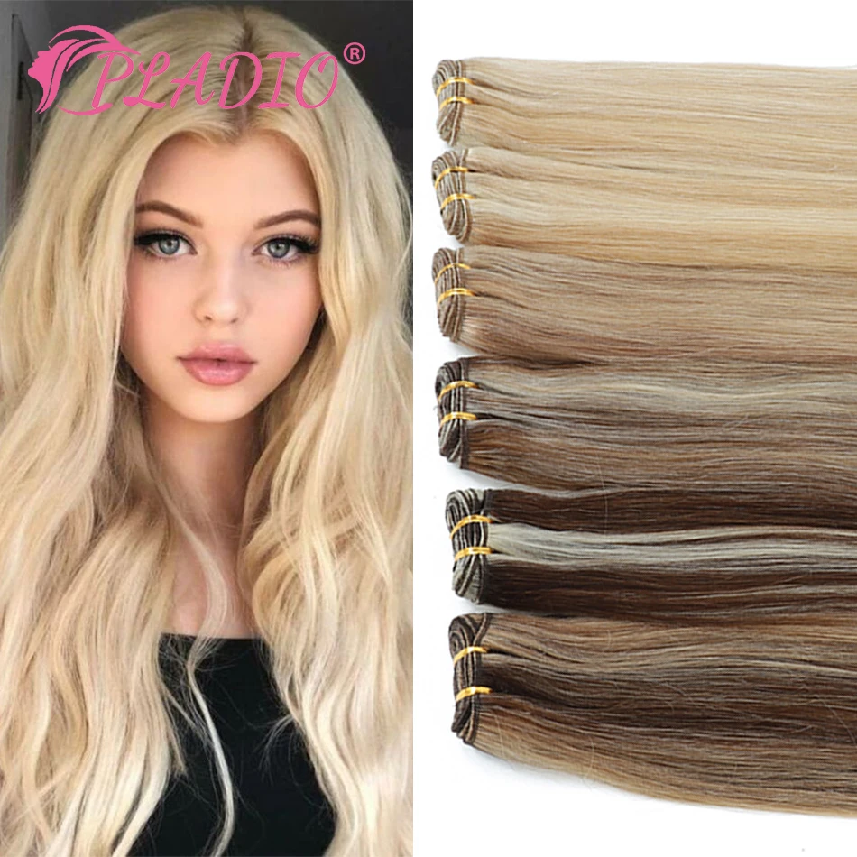 PLADIO Human Hair Weft Weaves Straight Hair Bundles Remy Hair Weft Natural Human Hair Extensions 10