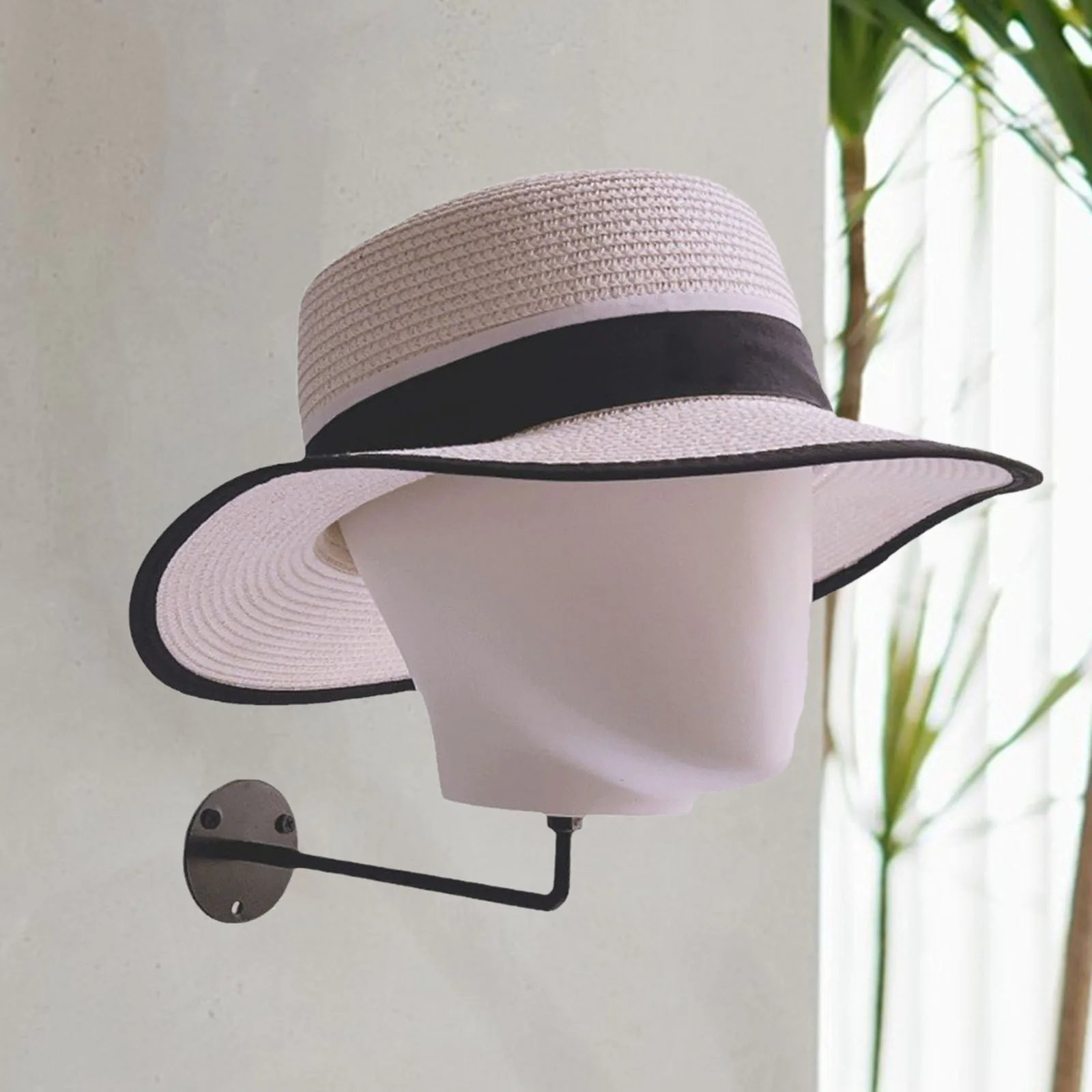 

Wall-Mounted Mannequin Head Wig Head Hanging Hats Display Model for Shop Hairpieces And Versatile Rack for Accessories