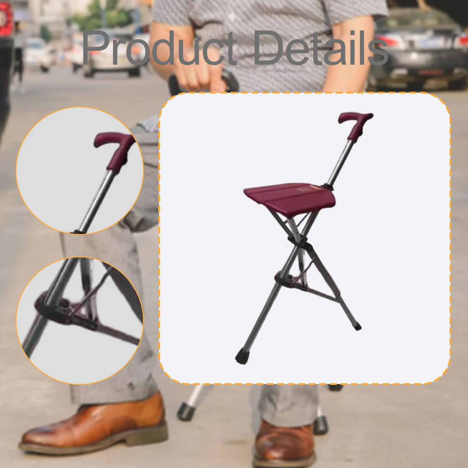 المحمولة قصب مقعد المسنين دعم قصب البراز كبار المشي المعونة الرحلات القطب قصب مقعد الثلاثي مقبض البراز عالية لكبار السن