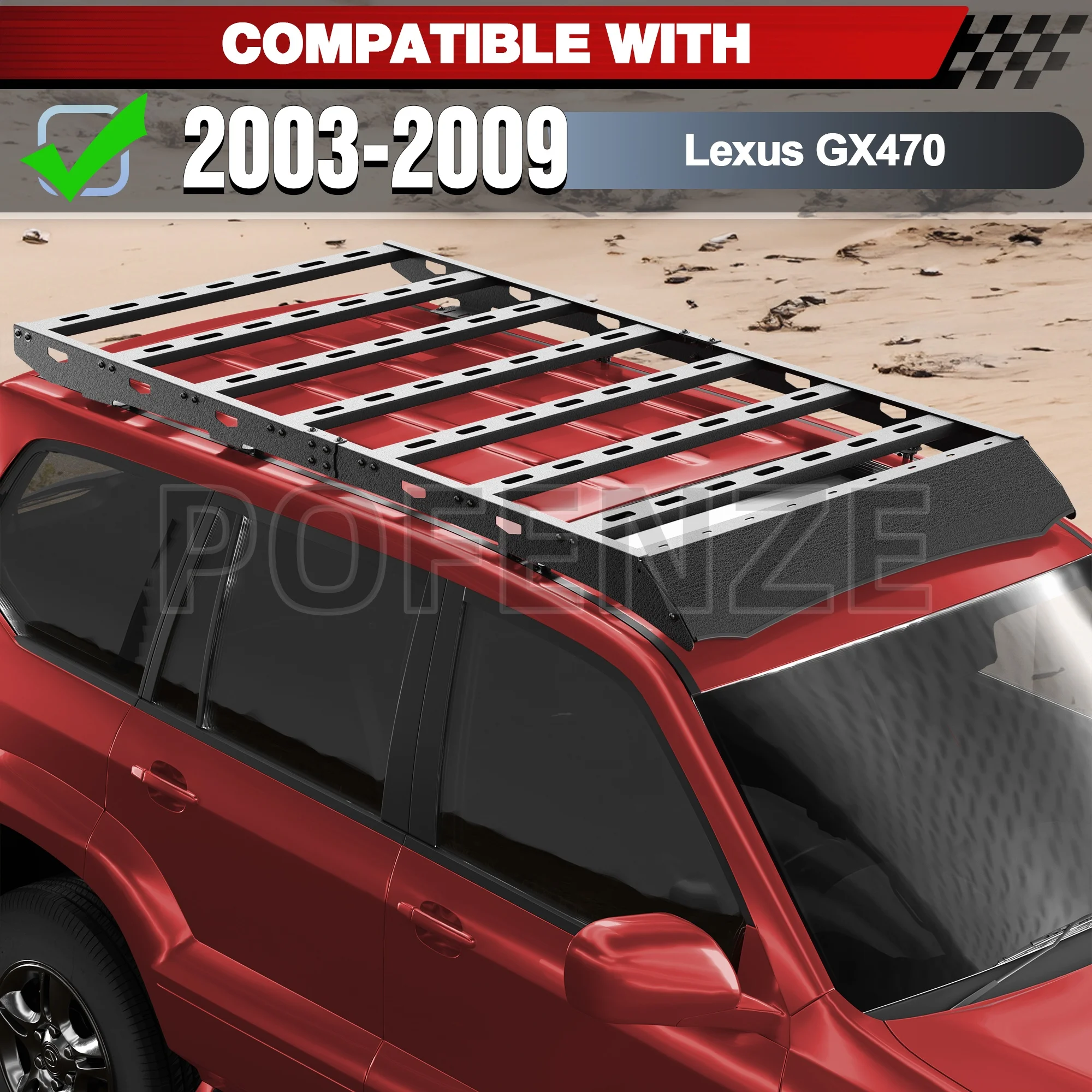 2003-2009 Lexus GX470 Portaequipajes de acero al carbono resistente - Portaequipajes, portaequipajes con barras transversales