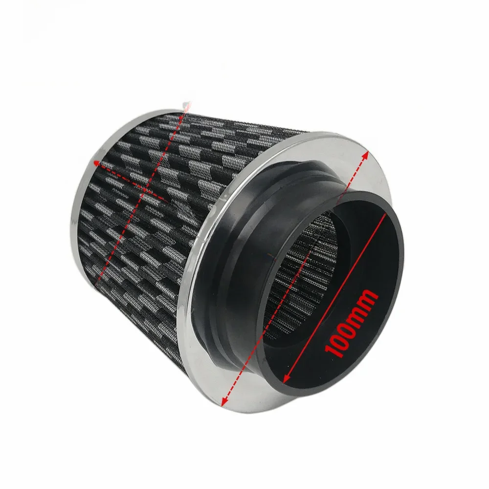 Uniwersalny układ dolotowy powietrza samochodowego 63mm 76mm 90mm 100mm Carbon Look High Flow Sportowy filtr powietrza samochodowy czerwony niebieski — zdjęcie 2