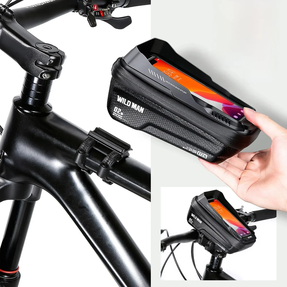 AliExpress WILD MAN Mountain Bike Bag EVA Hard Shell Front Beam Crossbeam Bag Top Tube Cycling Bag Quick Release Touch Screen Riding Equipm