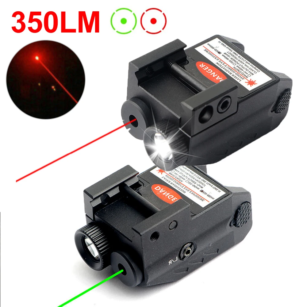 Red Dot Laser Sight Tactical LED Weapon Gun Light Combo 350LM USB Rechargeable Pistol Flashlight for 20mm Picatinny Rail Mount