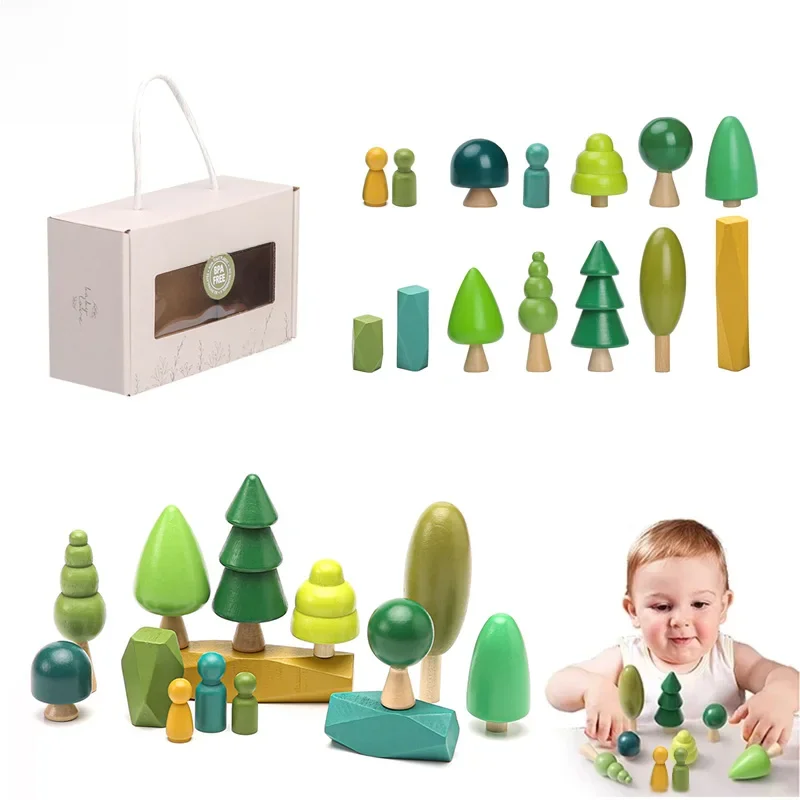 1Set Houten Natuurlijke Simulatie Boom Houten Speelgoed Voor Kinderen Montessori Spel Educatief Speelgoed Babykamer Decoratie Baby Geschenken