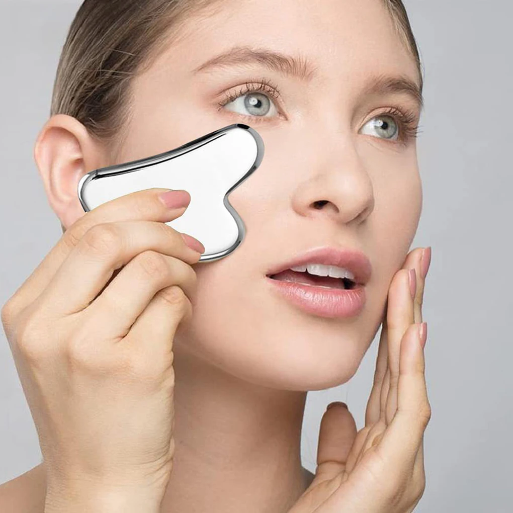 غوا شا تدليك الوجه الفولاذ المقاوم للصدأ غوا شا جهاز تدليك مكافحة الشيخوخة ثبات الوجه تبريد العين سبا أداة تدليك الجسم #3