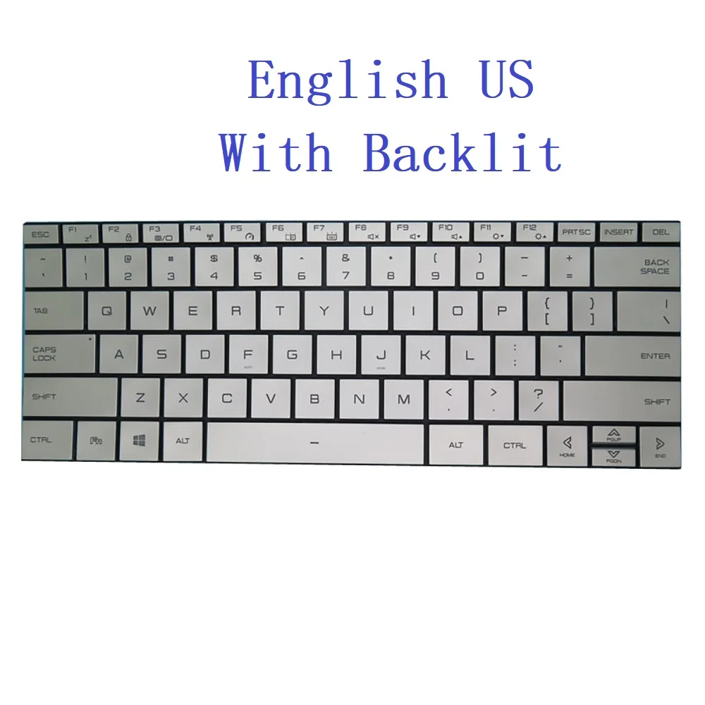 Silver English US Laptop Keyboard For TUXEDO For Pulse 14 Gen1 For Model PF4NU1F With Backlit New