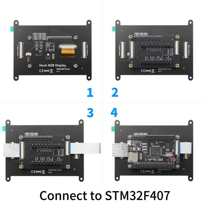 Imagem -06 - Módulo de Tela de Exibição Lcd para Wildfire Ips tn Touchscreen Stm32 Esp32 5in 800x480