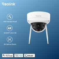 Reolink 4K WiFi Security Camera IK10 Vandal-Proof 2.4G/5Ghz Wi-Fi 6 Surveillance Cameras 8MP Outdoor 5X Optical Zoom IP Camera